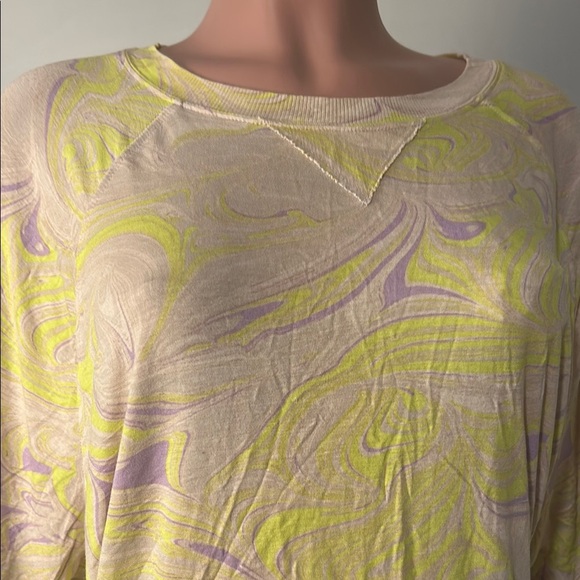 Fabletics Womens Yellow Purple Samara Raglan Cropped Shirt Size  1X - Picture 4 of 10